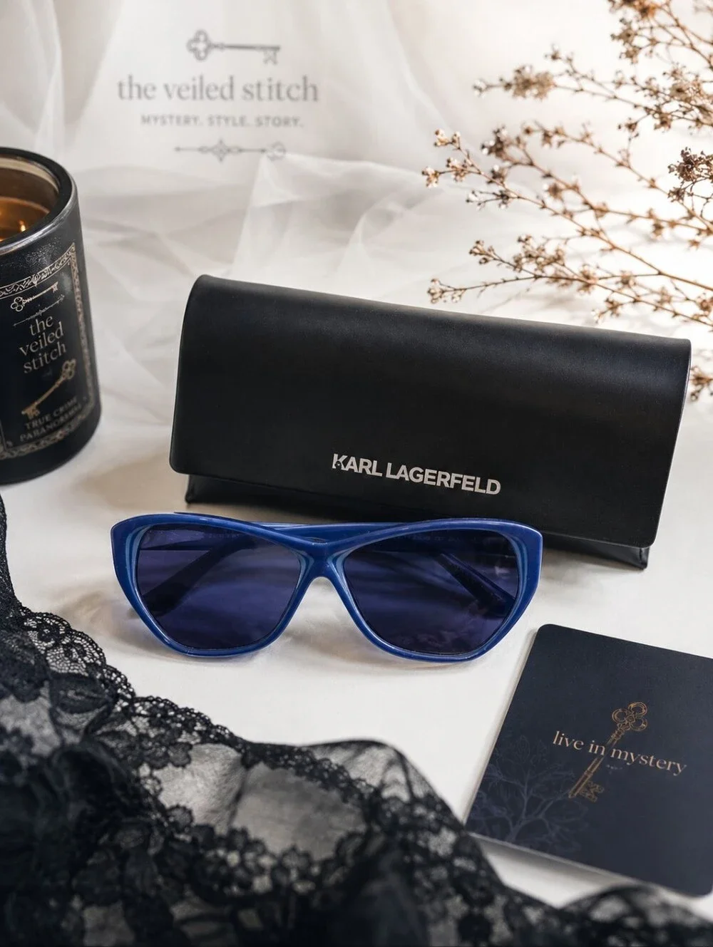 Karl Lagerfeld KL6103S Blue Cat Eye Sunglasses NWT w/ Case Retro Designer UV